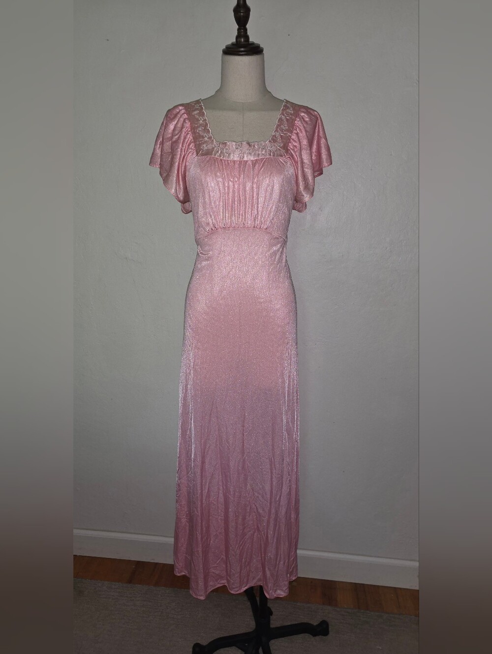 Vintage 1960s Movie Star Pink Maxi Night Slip Dress